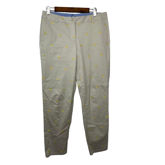 Talbots chinos pants slacks khakis size 6 embroidered butterflies preppy comfy - Picture 1 of 16